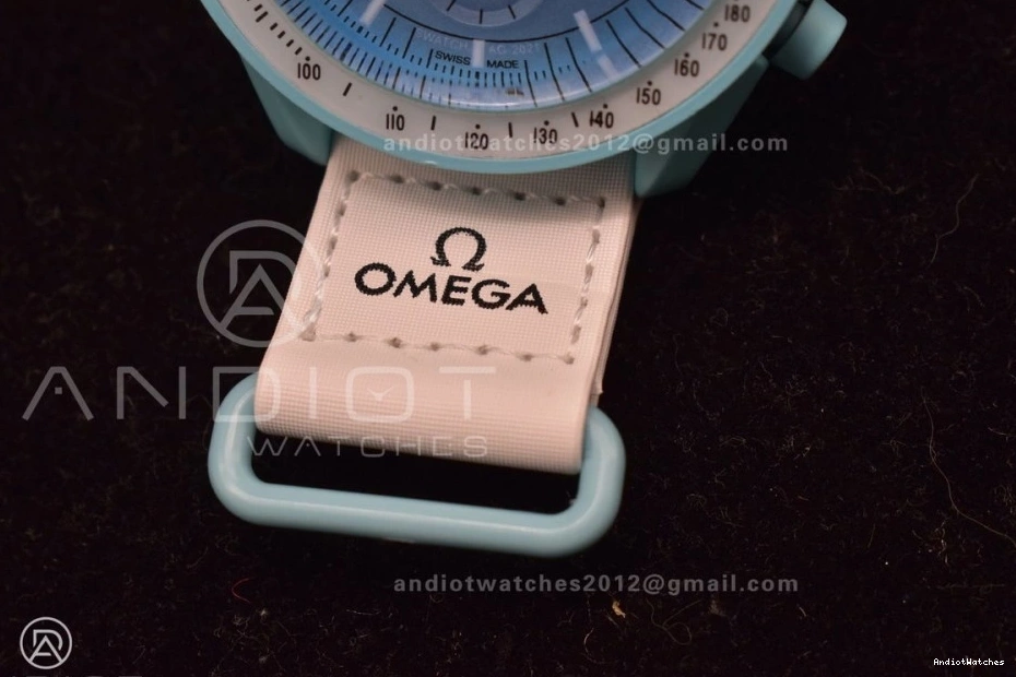 Quartz Nylon Strap Mission Flexible x Bioceramic Uranus to Omega on Swatch Moonwatch 1178 0903
